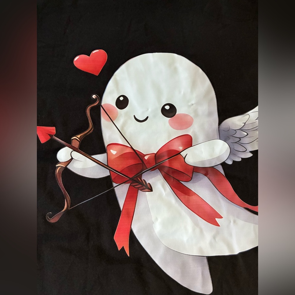 Boo! Super Cute Cupid GHOST Tee Shirt Size 2XL Halloween Love Hearts NEW Top!